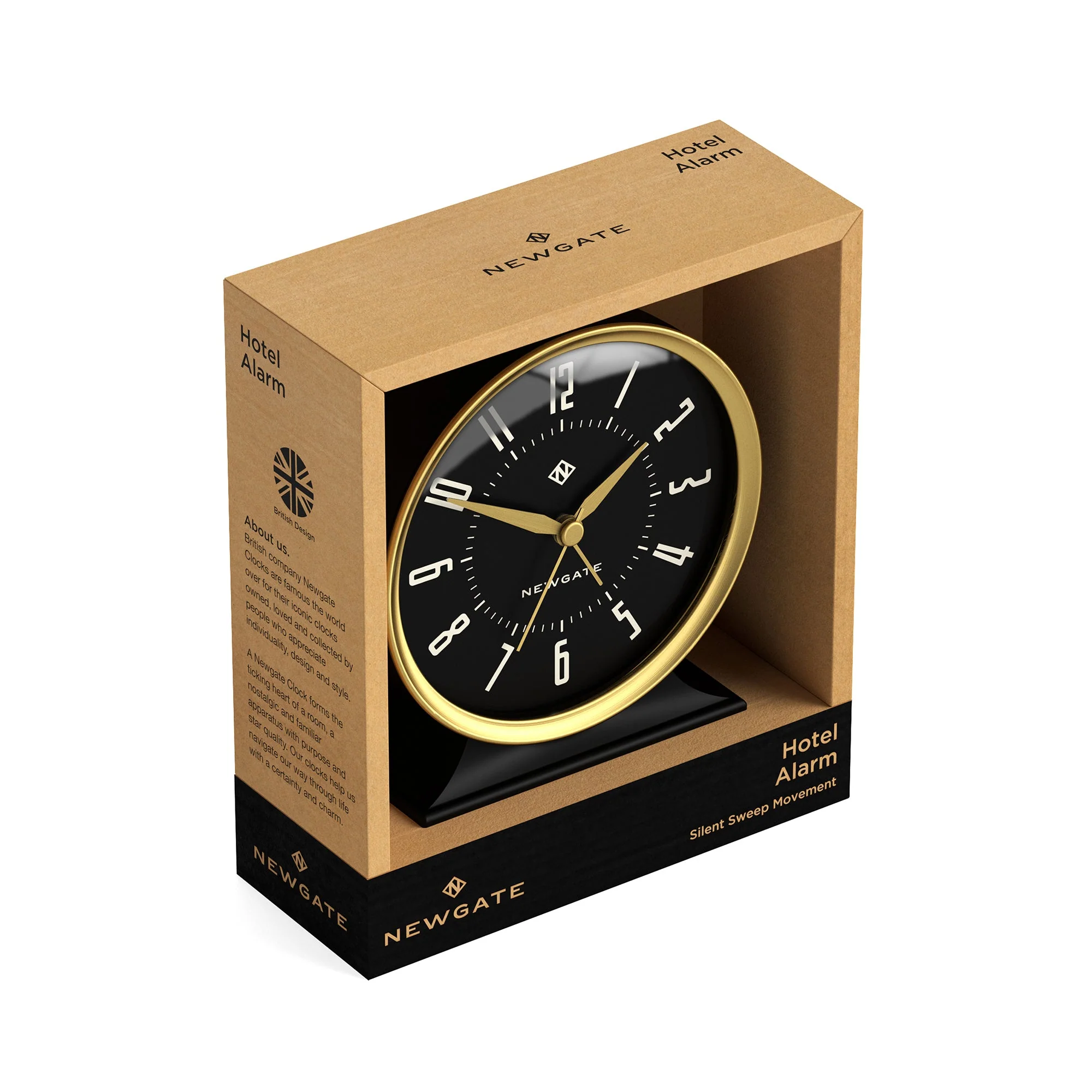 Newgate Hotel Alarm Clock in Black and Brass - Image 5