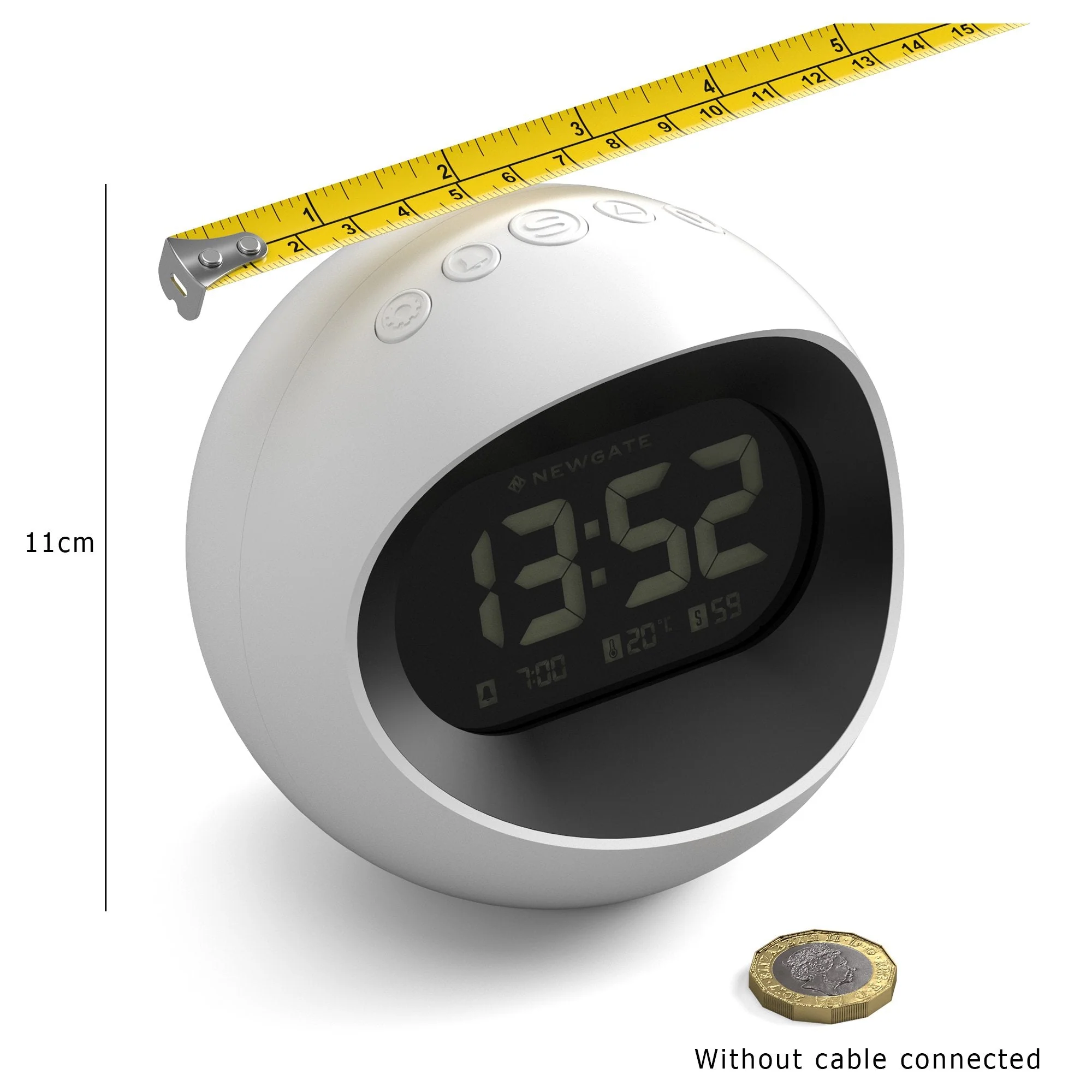 Newgate Centre of the Earth LCD Alarm in White - Image 10