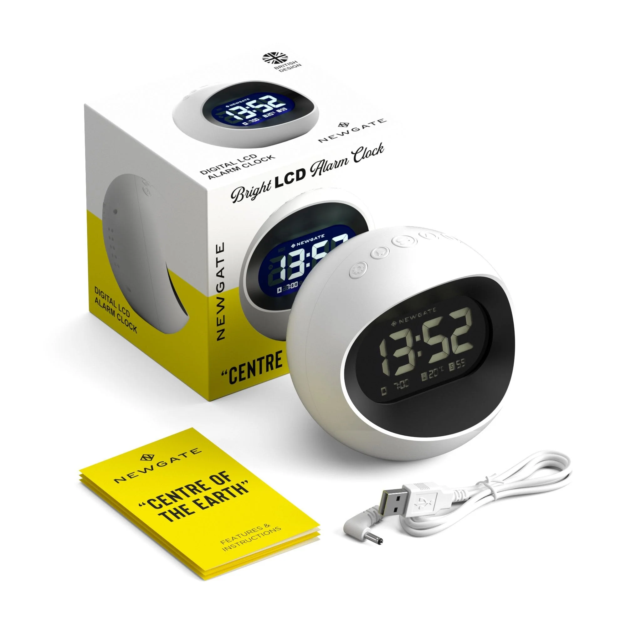 Newgate Centre of the Earth LCD Alarm in White - Image 9