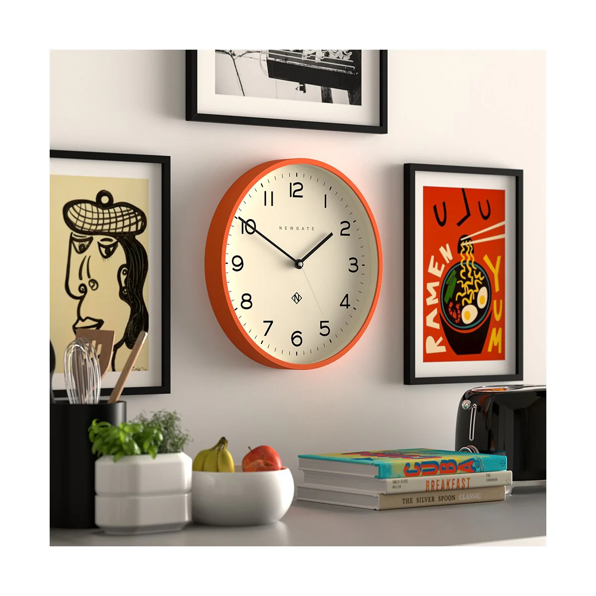 Newgate Echo Number Three Clock in Orange - Image 3
