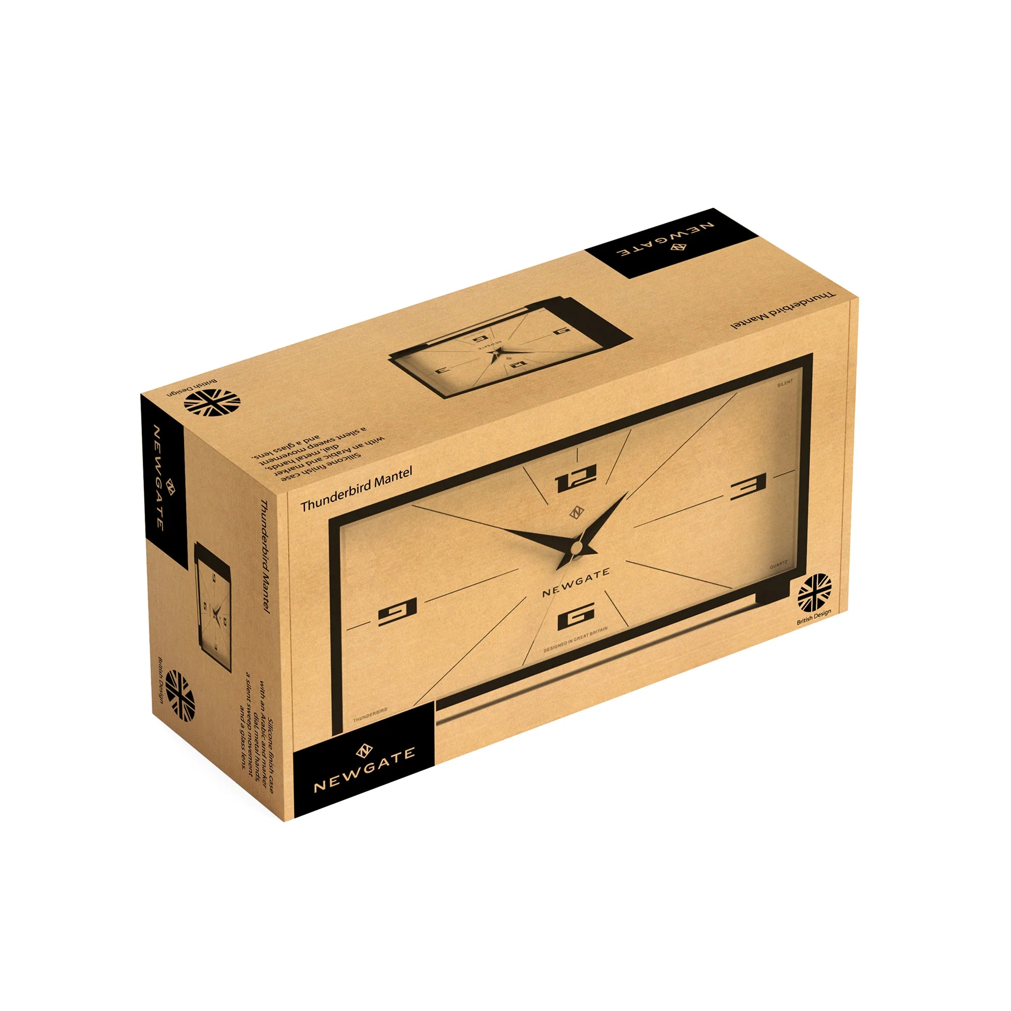 Newgate Thunderbird Mantel Clock in Black and Cream - Image 6