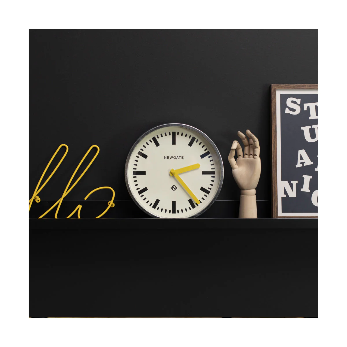 Newgate Luggage Wall Clock in Galvanised and Yellow - Image 3