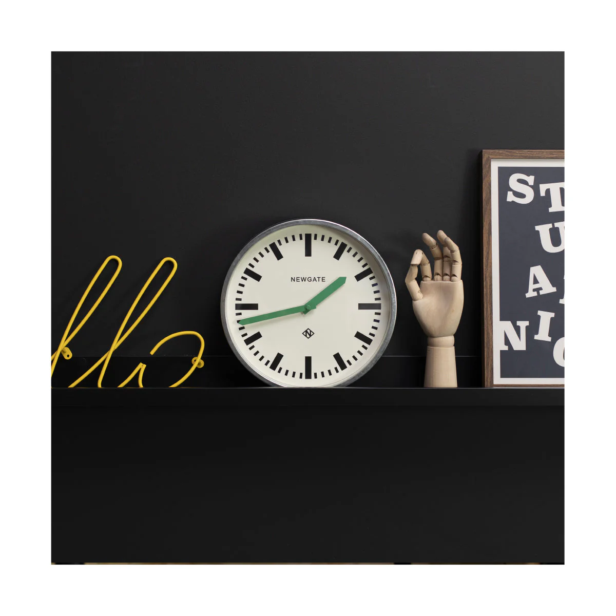 Newgate Luggage Wall Clock in Galvanised and Green - Image 3