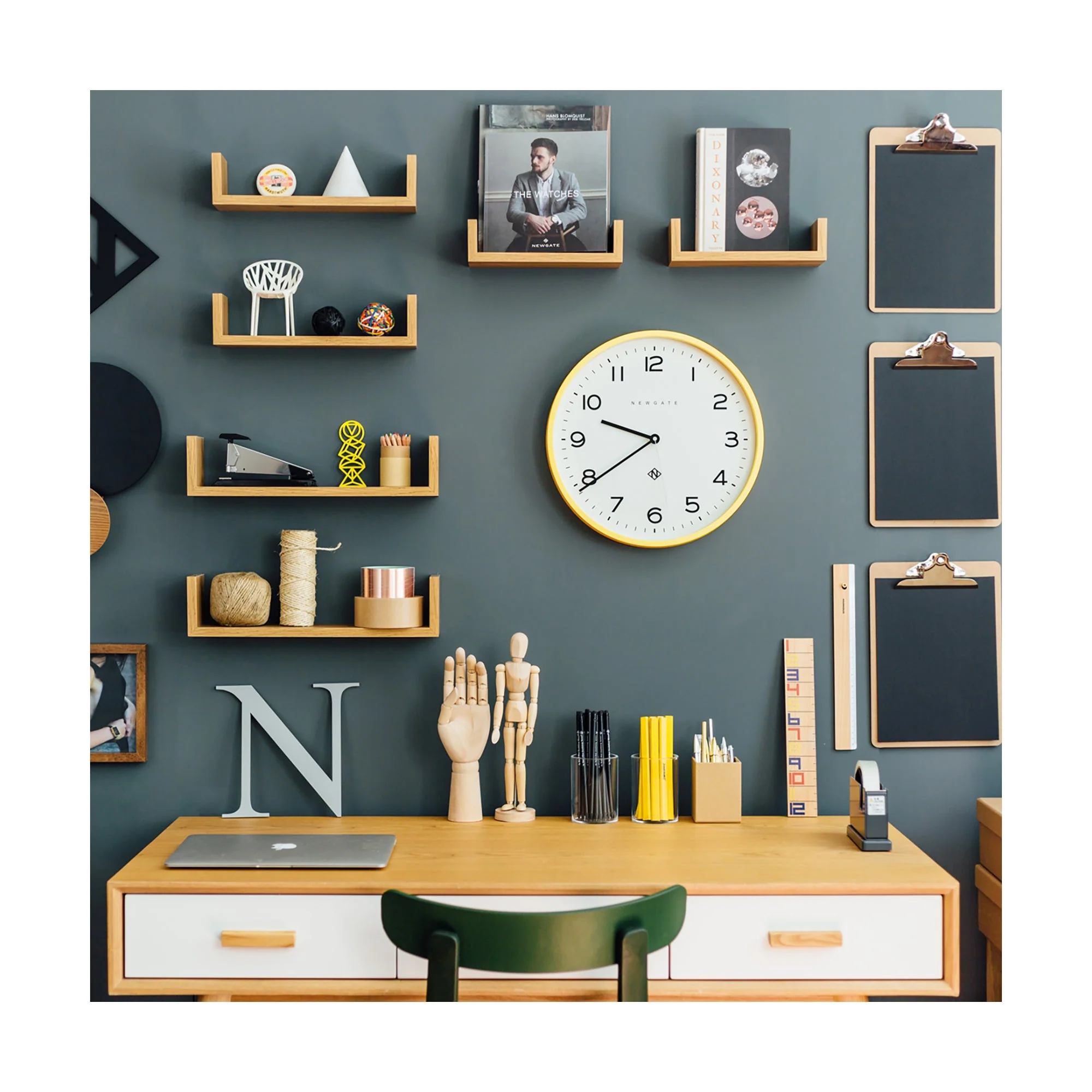 Newgate Echo Number Three Wall Clock in Yellow - Image 4
