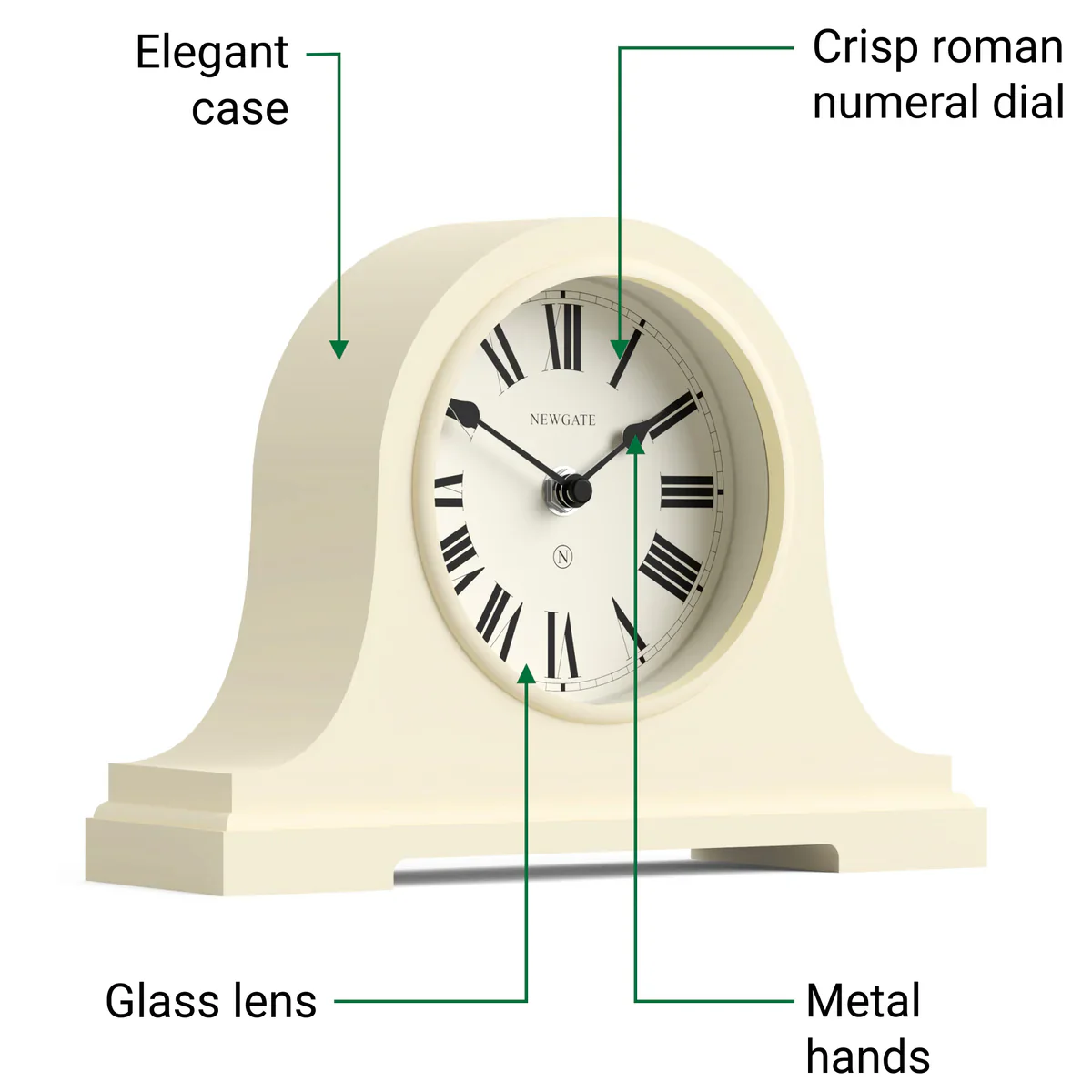 Newgate Broadway mantel clock in cream - Image 6