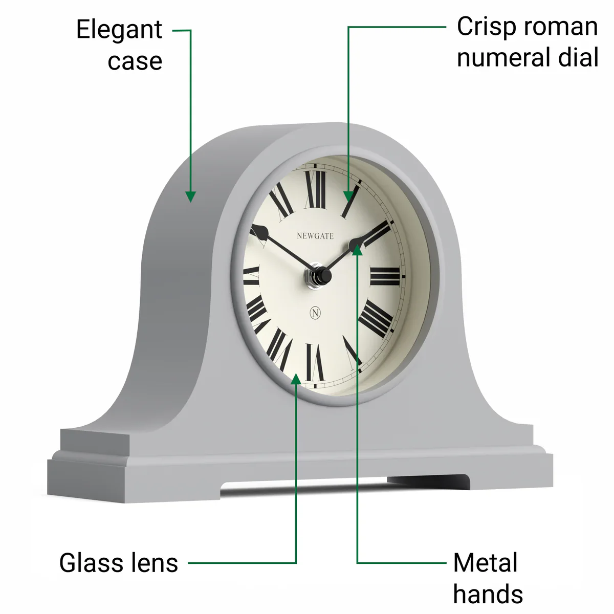 Newgate Broadway mantel clock in grey - Image 6
