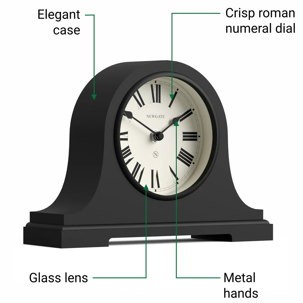 Newgate Broadway mantel clock in Black - Image 6