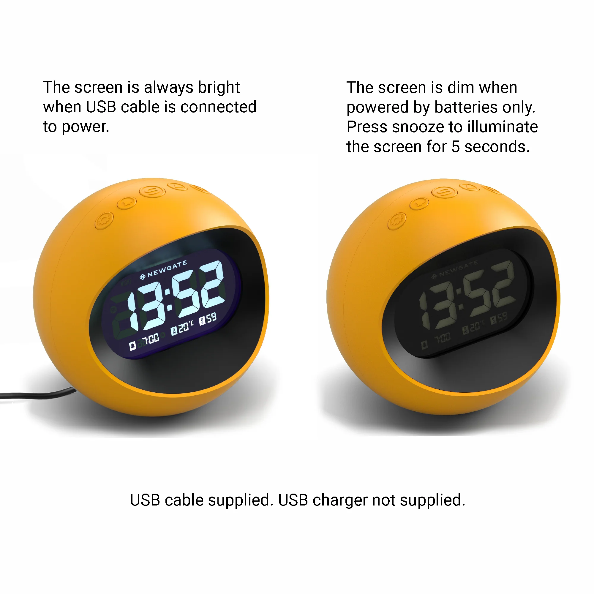 Newgate Centre of the Earth LCD Alarm in Yellow - Image 4
