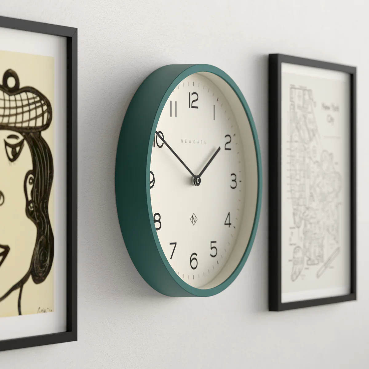 Newgate Echo Number Four wall clock in eden green - Image 3