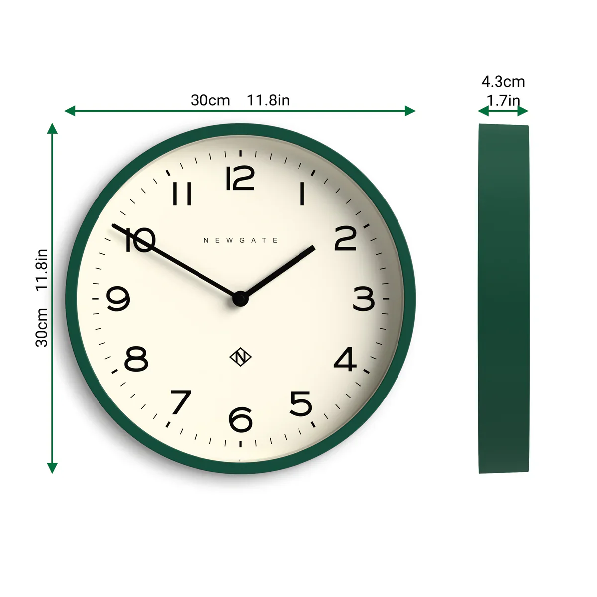 Newgate Echo Number Four wall clock in eden green - Image 5