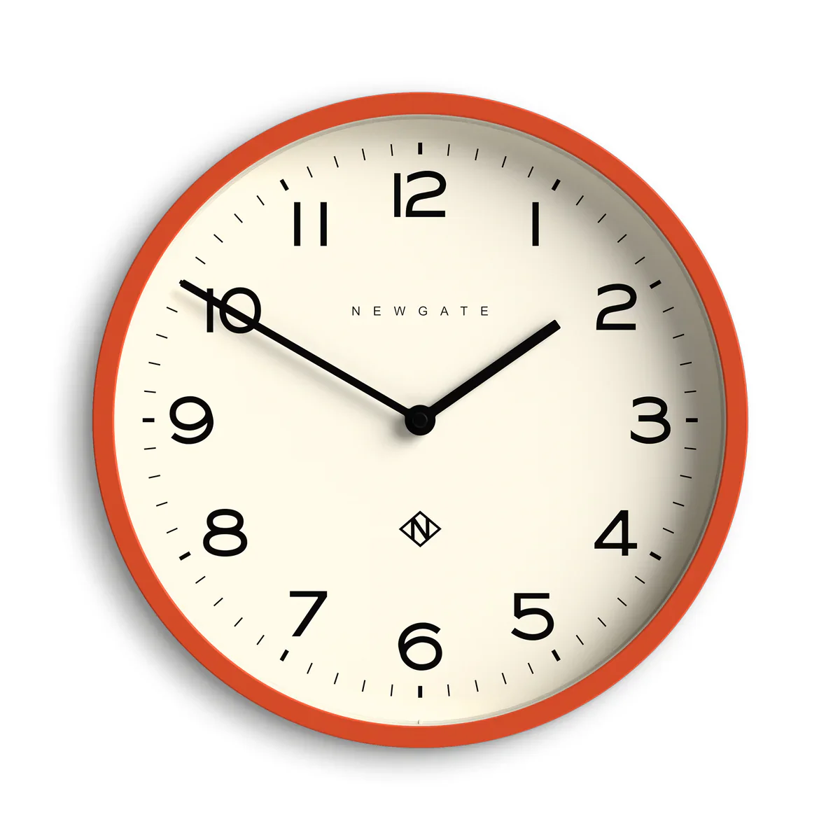 Newgate Echo Number Four wall clock in Pumkin Orange