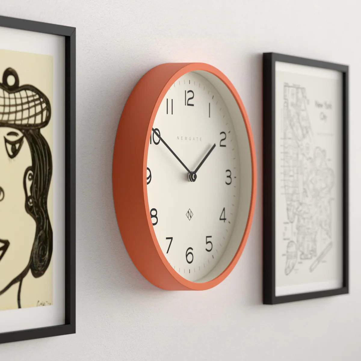Newgate Echo Number Four wall clock in Pumkin Orange - Image 3