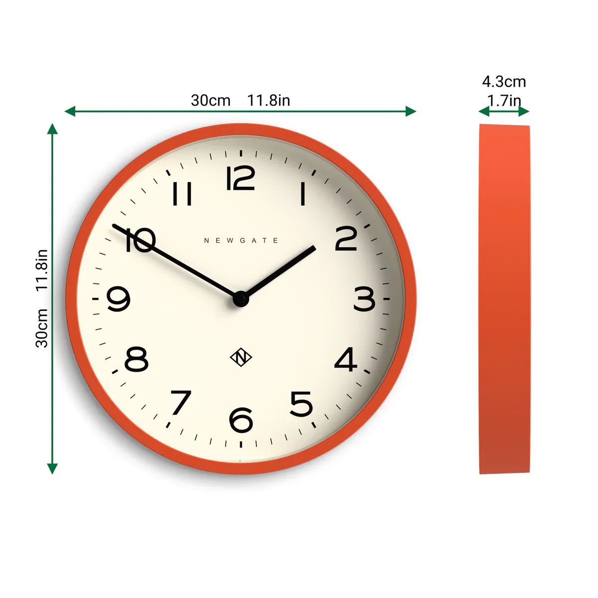 Newgate Echo Number Four wall clock in Pumkin Orange - Image 5