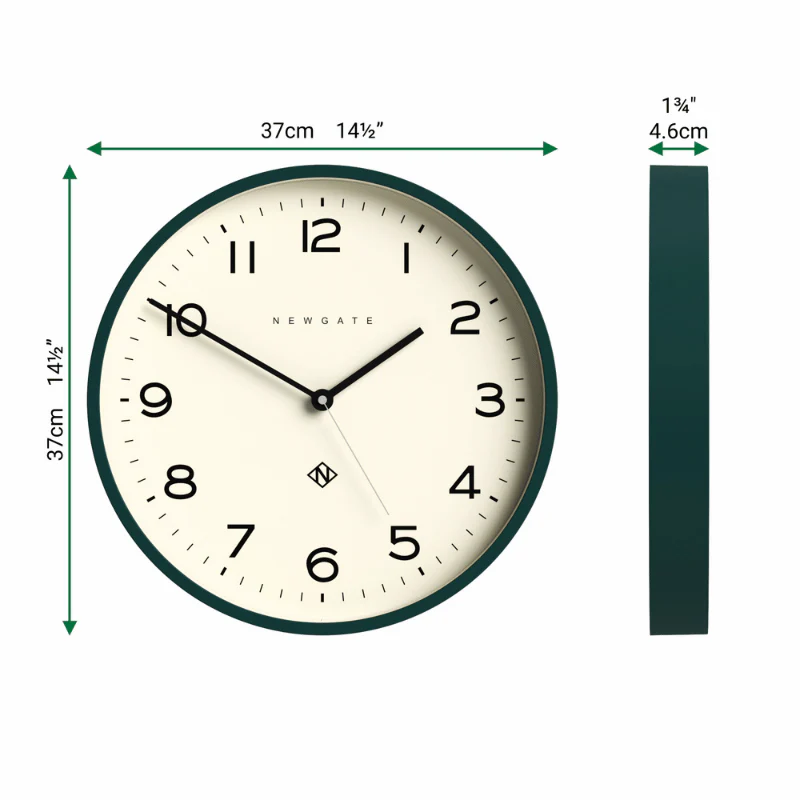 Newgate Echo Number Three Wall Clock in Eden Green - Image 3