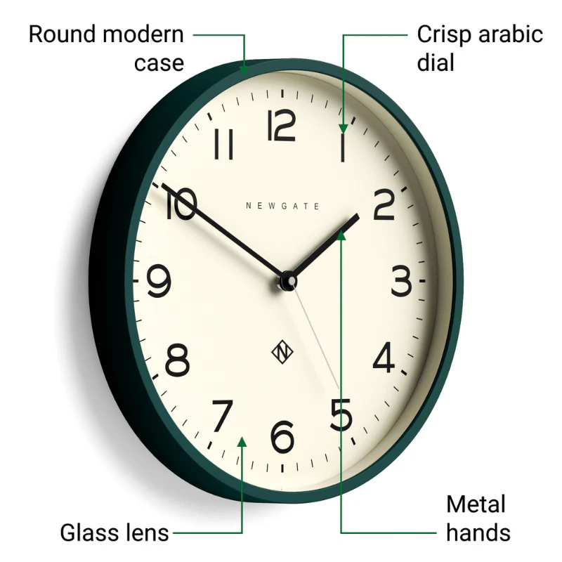 Newgate Echo Number Three Wall Clock in Eden Green - Image 4