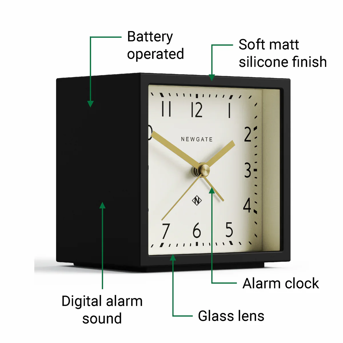 Newgate Equinox alarm clock in black - Image 3