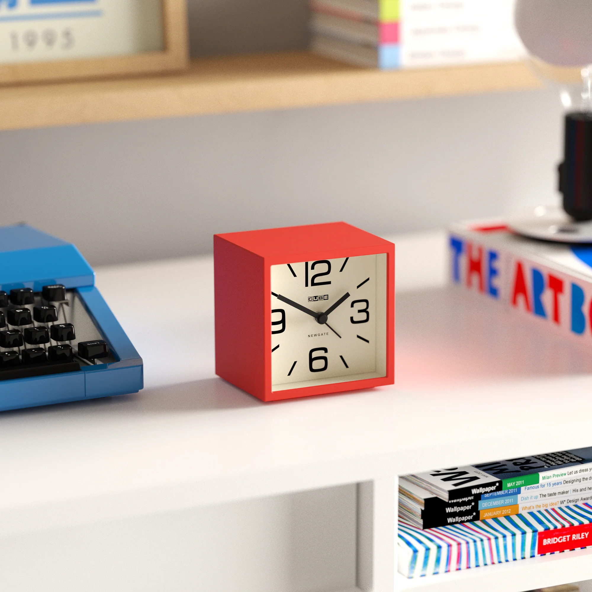Newgate Cube alarm clock in red - Image 4