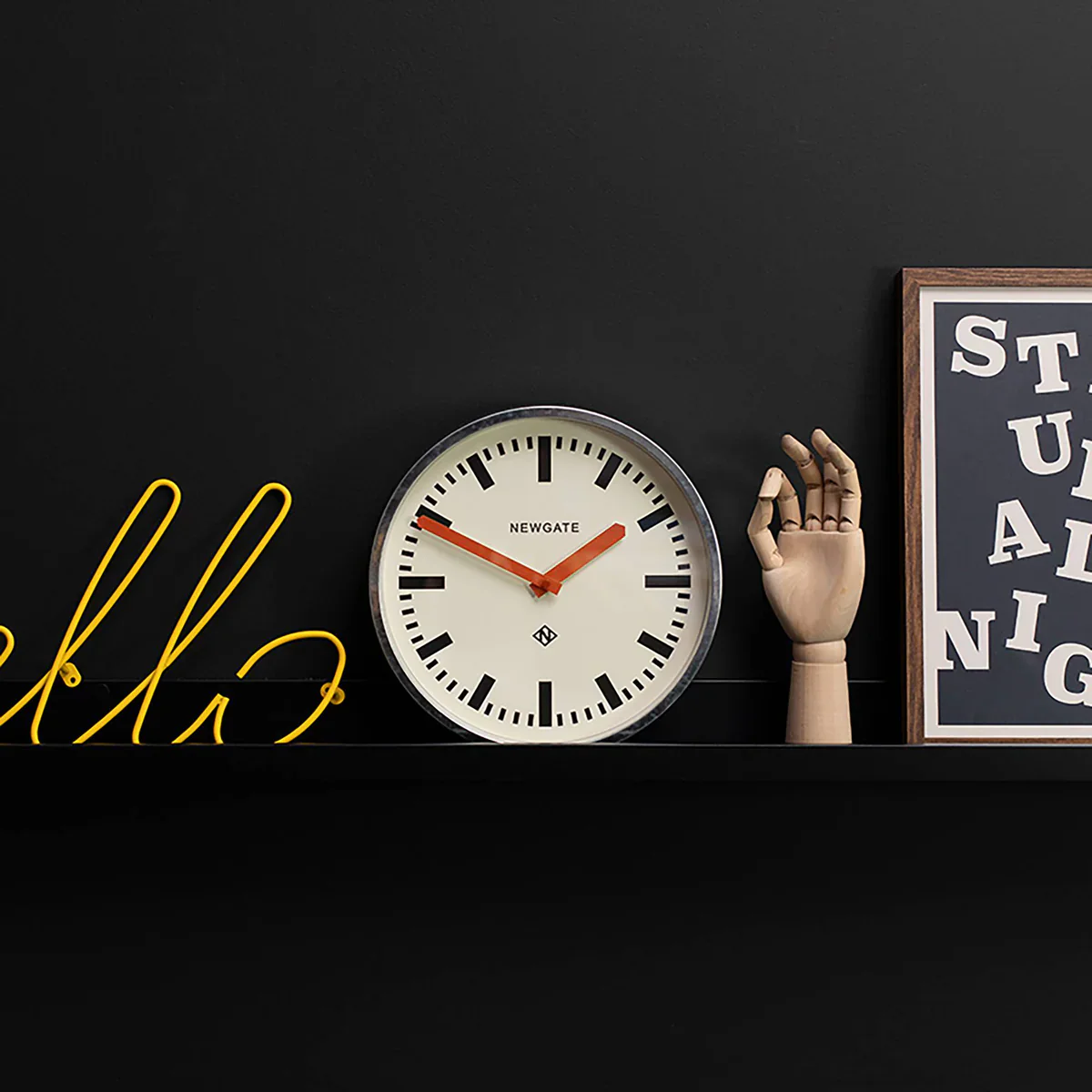 Newgate Luggage Wall Clock in Galvanised with Orange Hands - Image 3