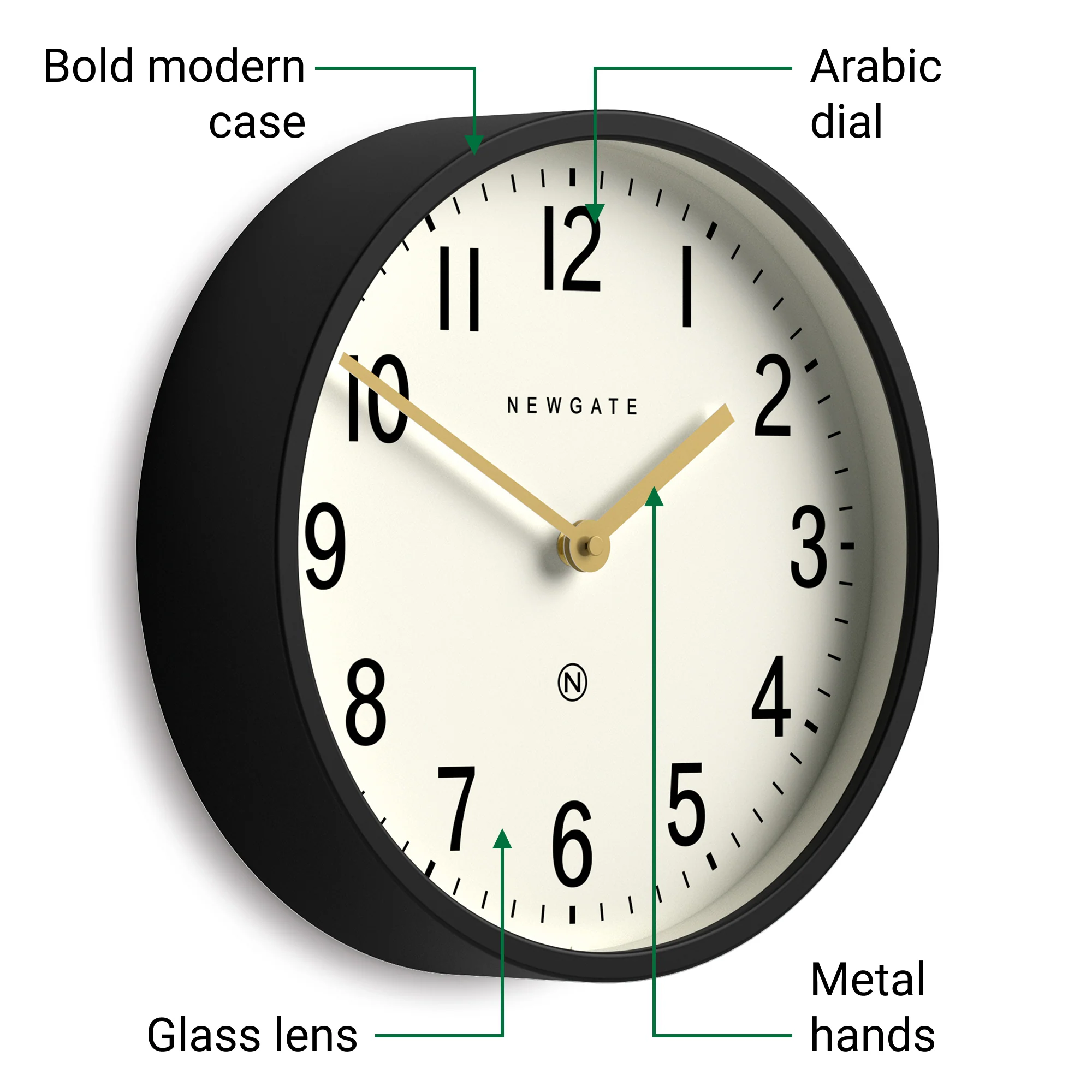 Newgate Master Edwards wall clock in black - Image 5