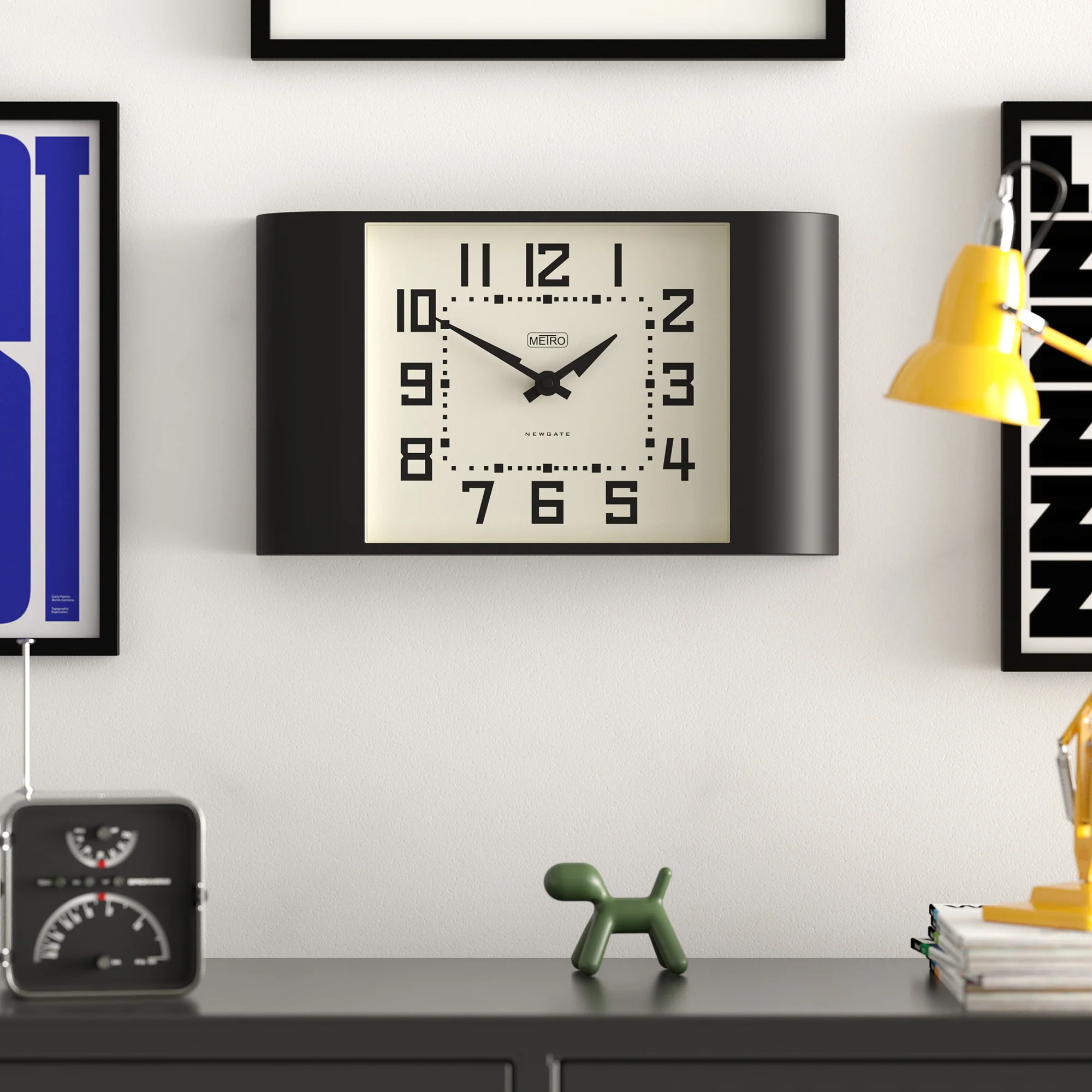 Newgate Metro wall clock in black - Image 3