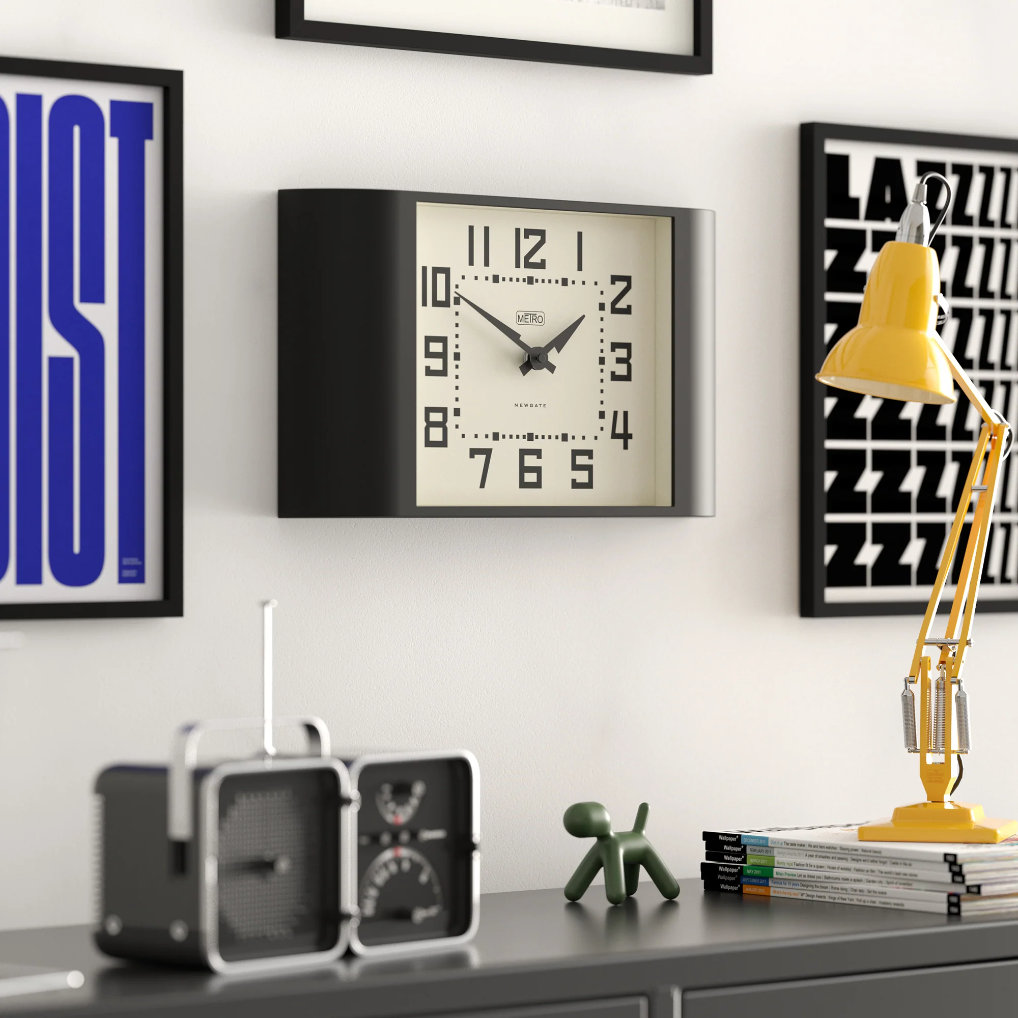 Newgate Metro wall clock in black - Image 4