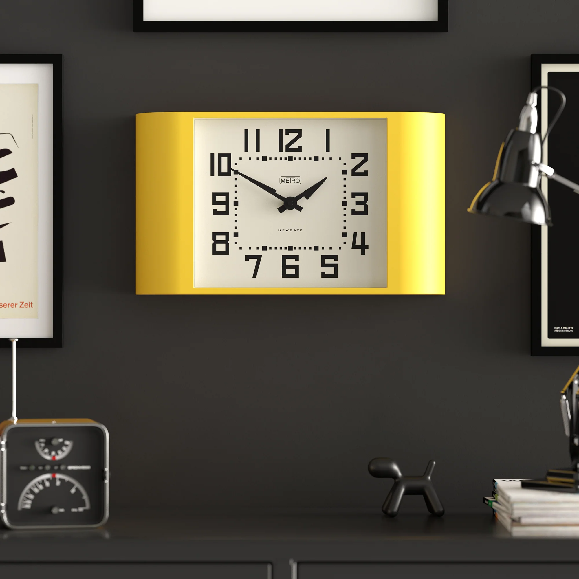 Newgate Metro wall clock in Yellow - Image 3