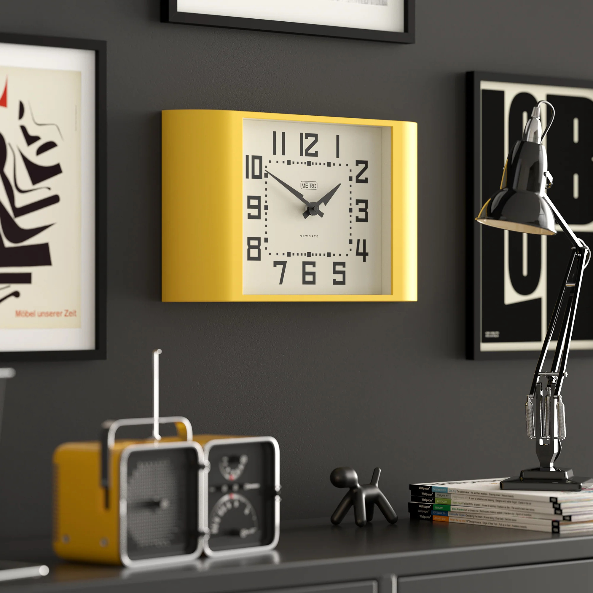 Newgate Metro wall clock in Yellow - Image 4