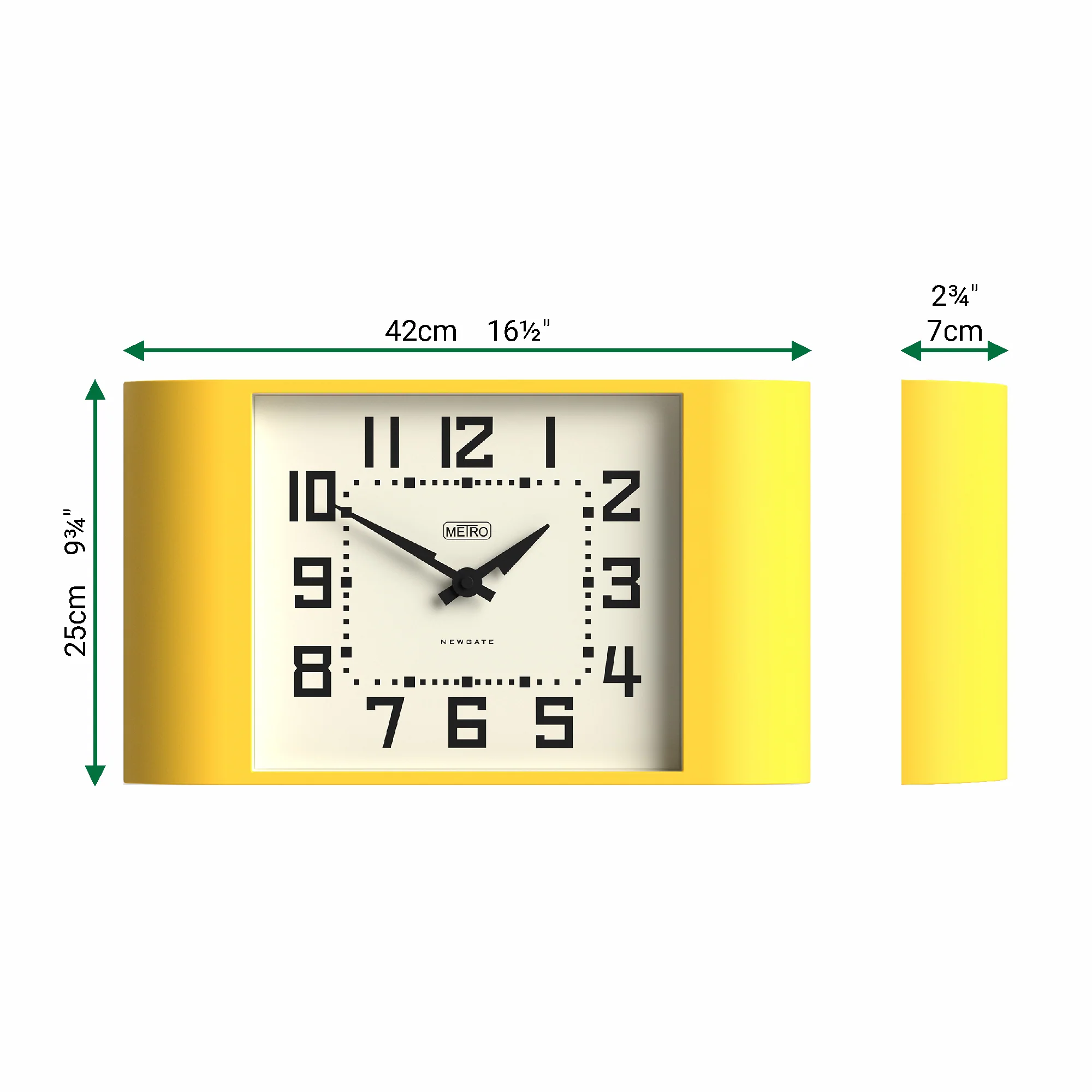 Newgate Metro wall clock in Yellow - Image 5