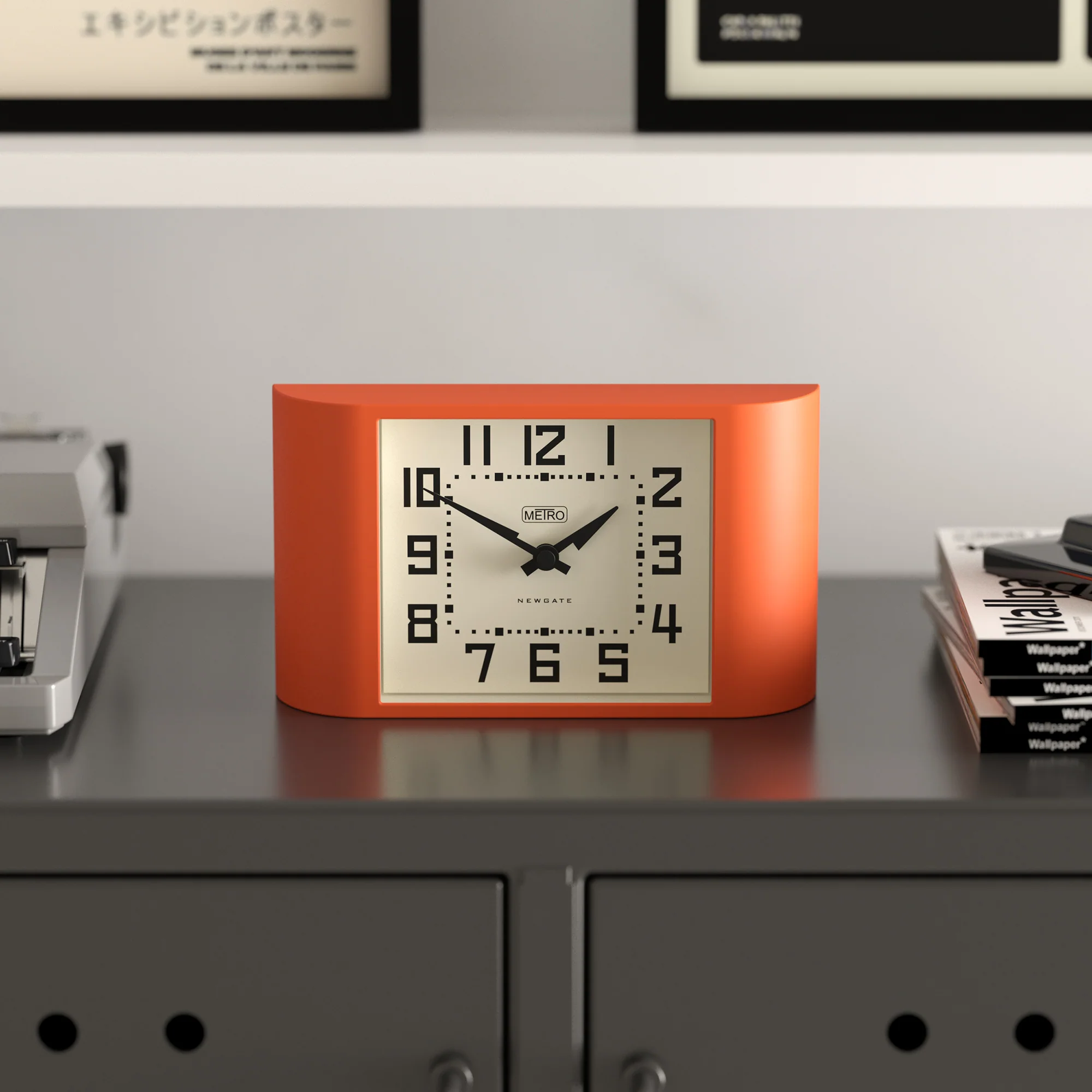 Newgate Mini Metro mantel clock in Pumpkin Orange - Image 3