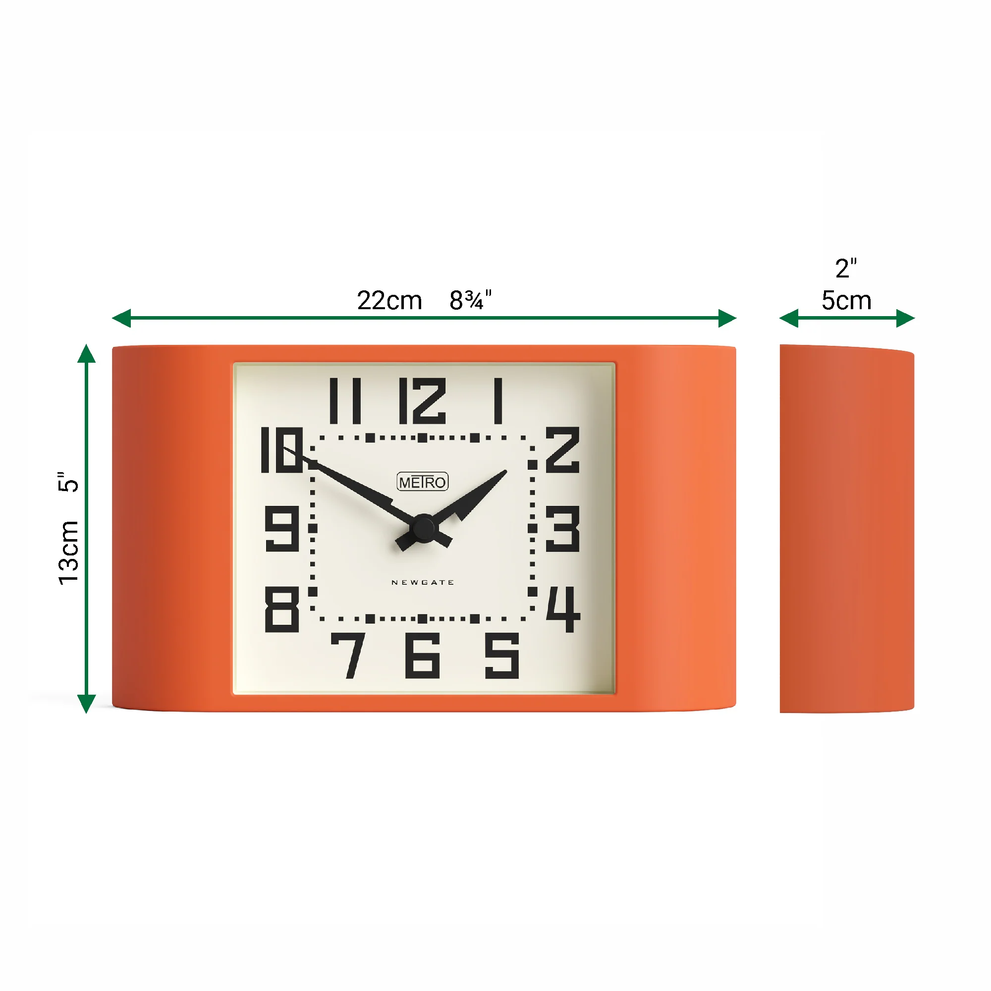 Newgate Mini Metro mantel clock in Pumpkin Orange - Image 6
