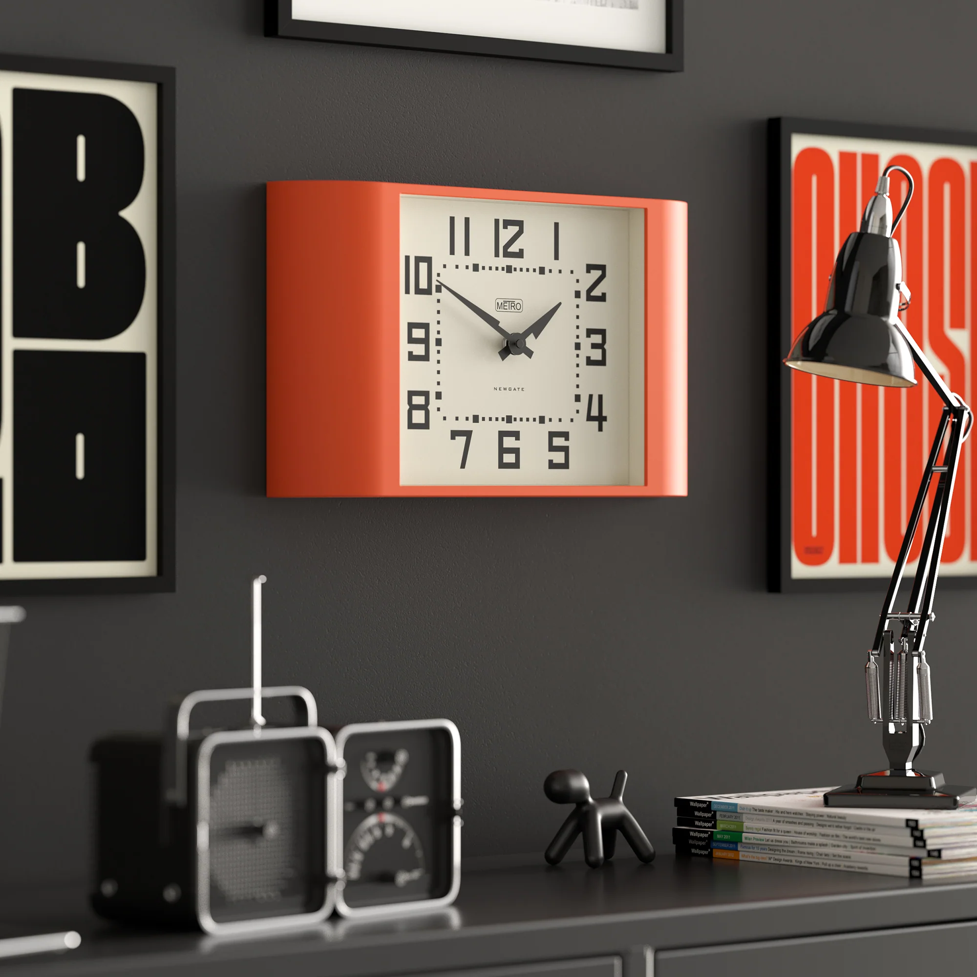 Newgate Metro wall clock in orange - Image 5