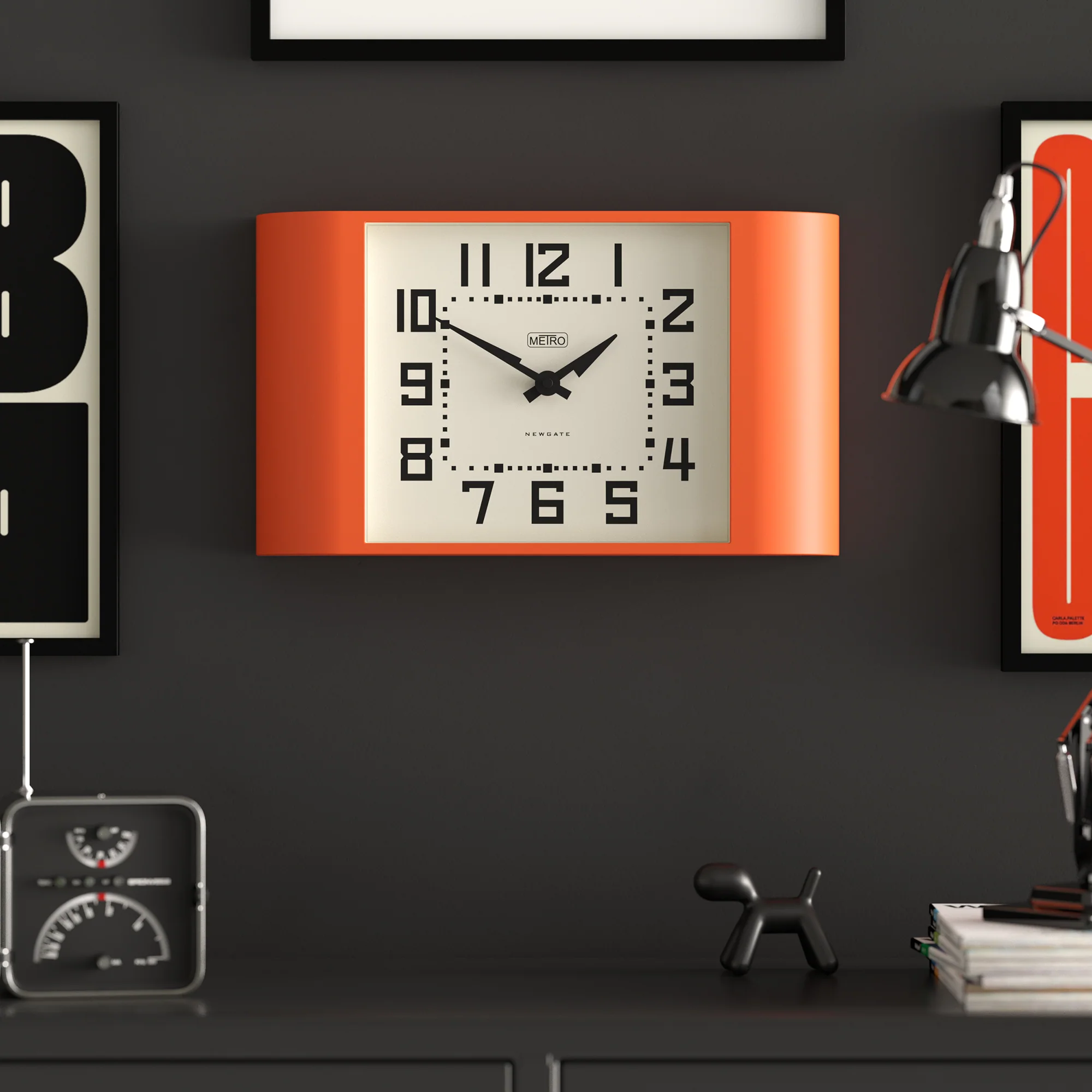 Newgate Metro wall clock in orange - Image 6