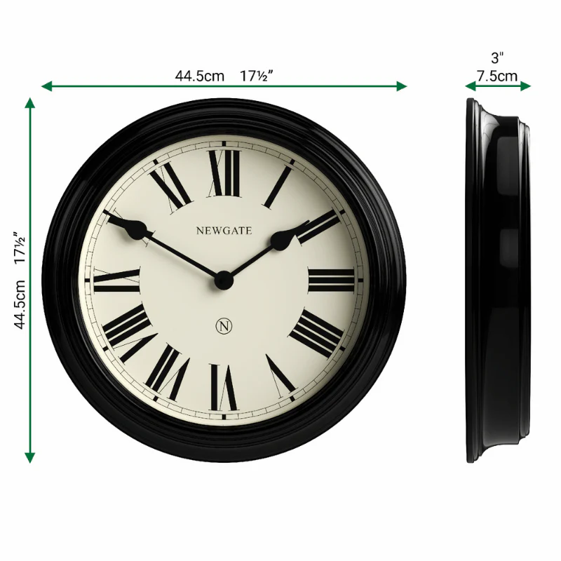 Newgate Notting Hill wall clock in gloss black - Image 4