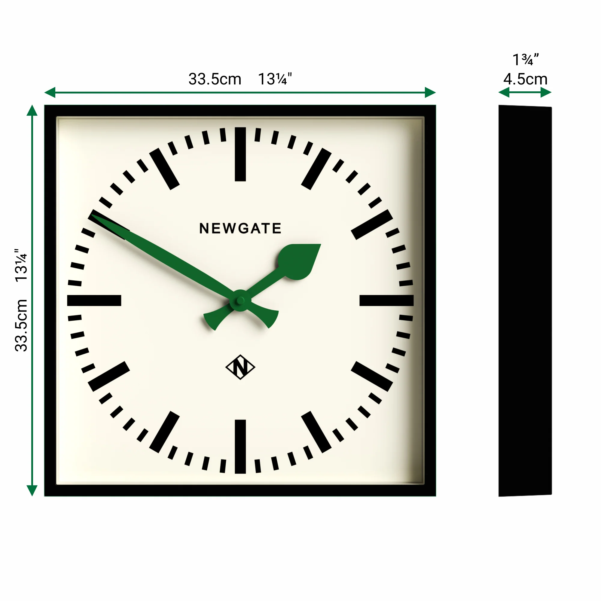 Newgate Number Five Railway Wall Clock in Black with green hands - Image 5