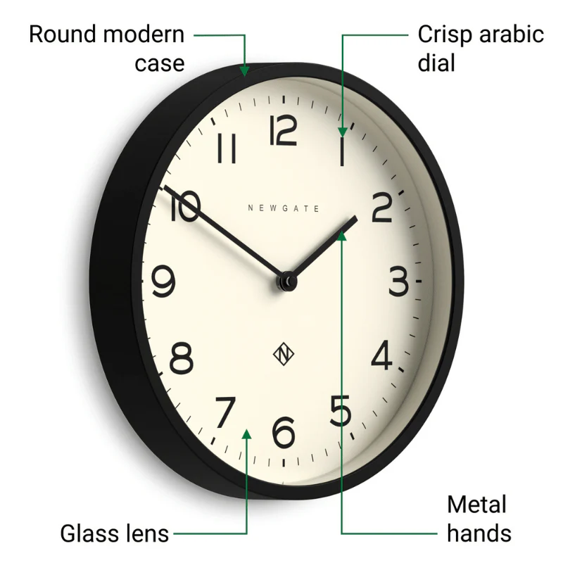 Newgate Number Four Echo Wall Clock in Black - Image 3