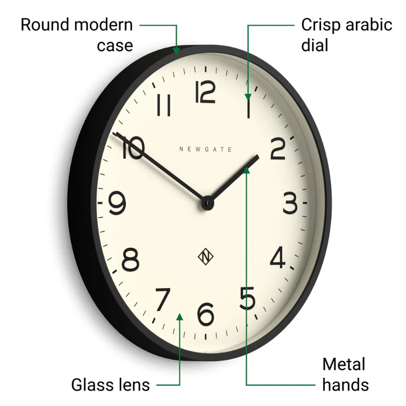 Newgate Number Two Echo Wall Clock in Black - Image 3