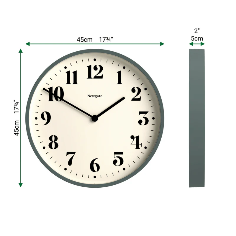 Newgate Number Two Theatre Wall Clock in Aspergus Green - Image 3