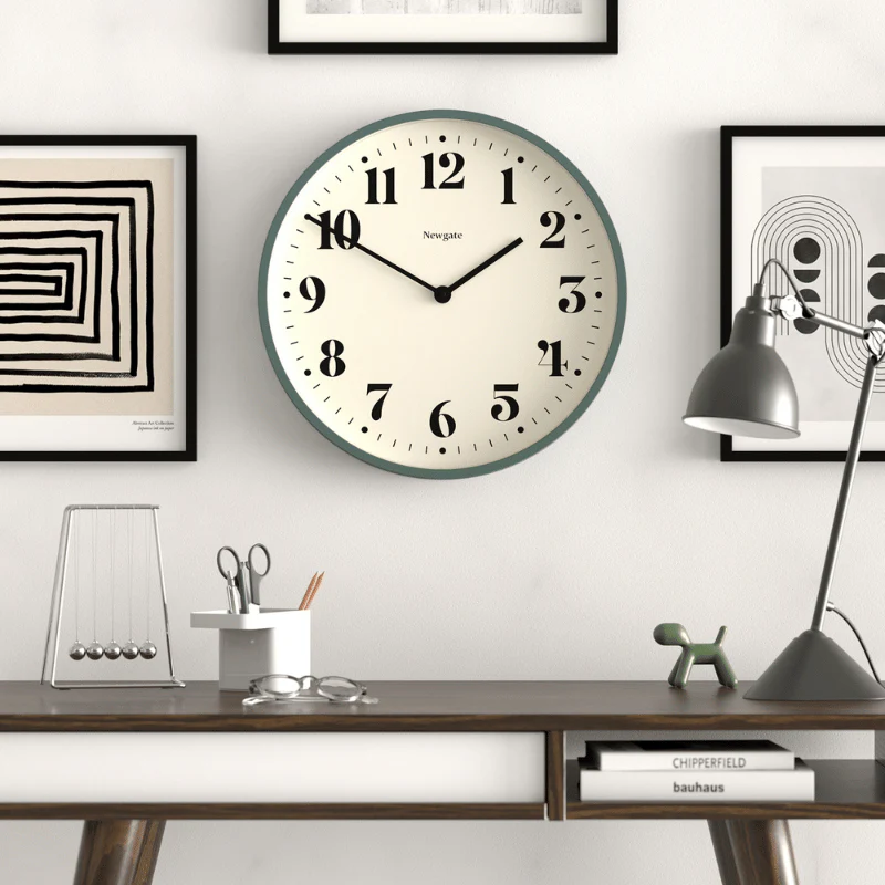 Newgate Number Two Theatre Wall Clock in Aspergus Green - Image 4