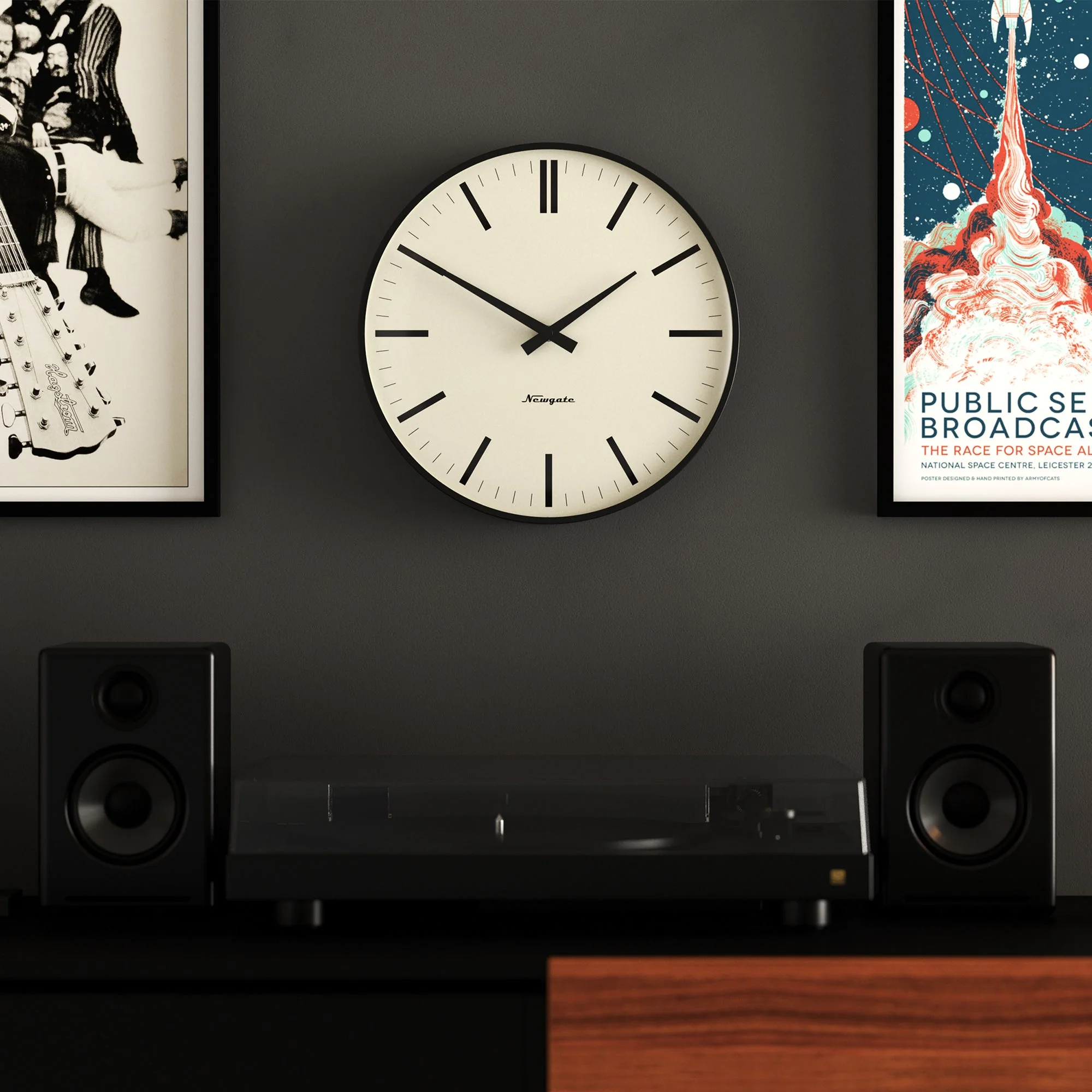 Newgate Radio City Wall Clock in Black - Image 4