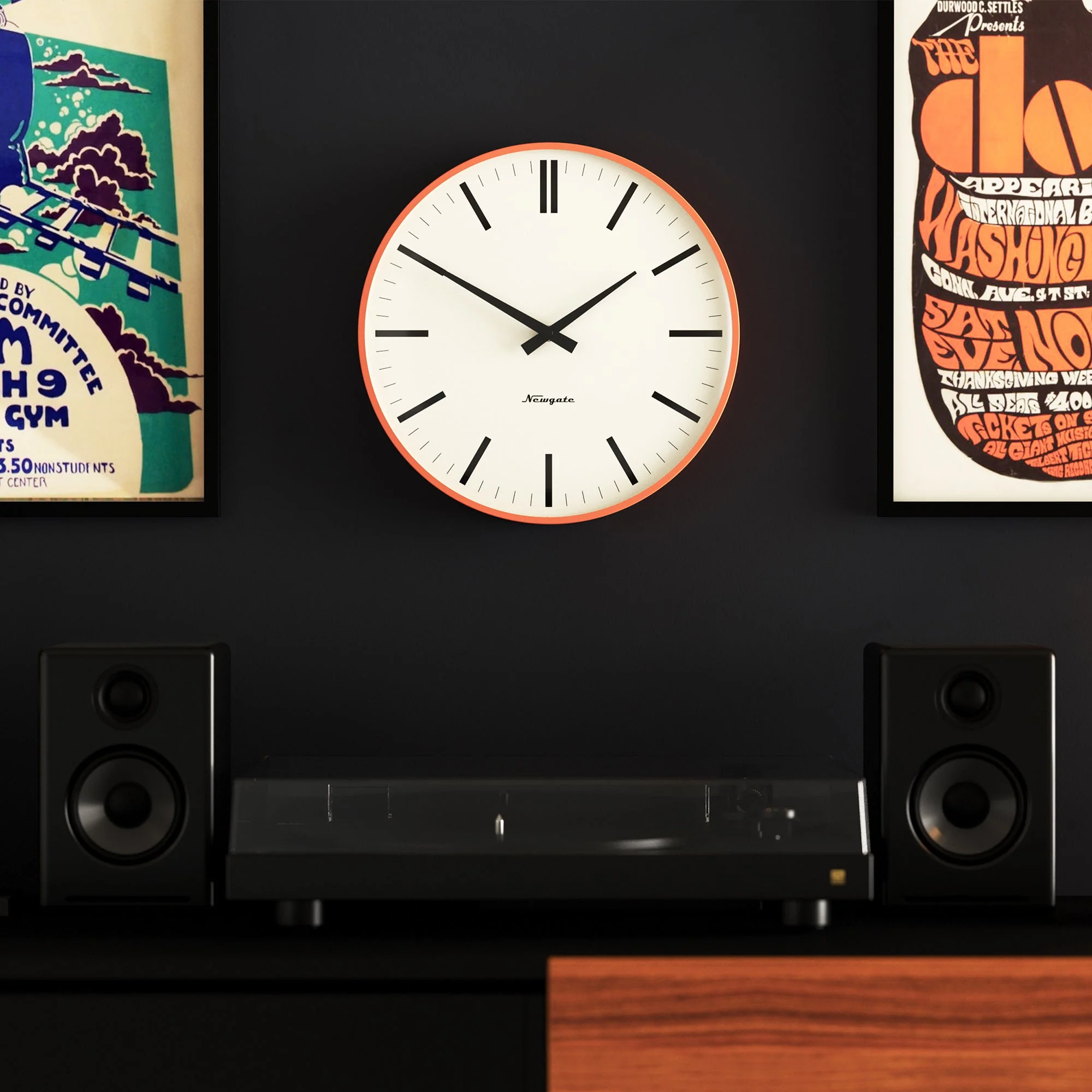 Newgate Radio City Wall Clock in Pumpkin Orange - Image 4