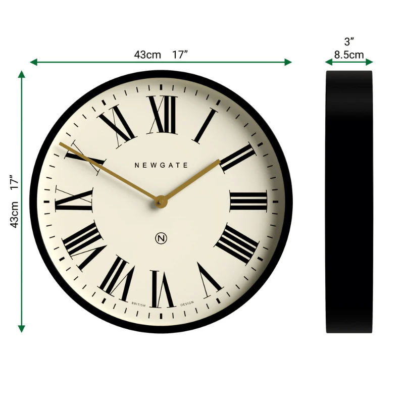 Newgate Universal Roman wall clock in black - Image 4
