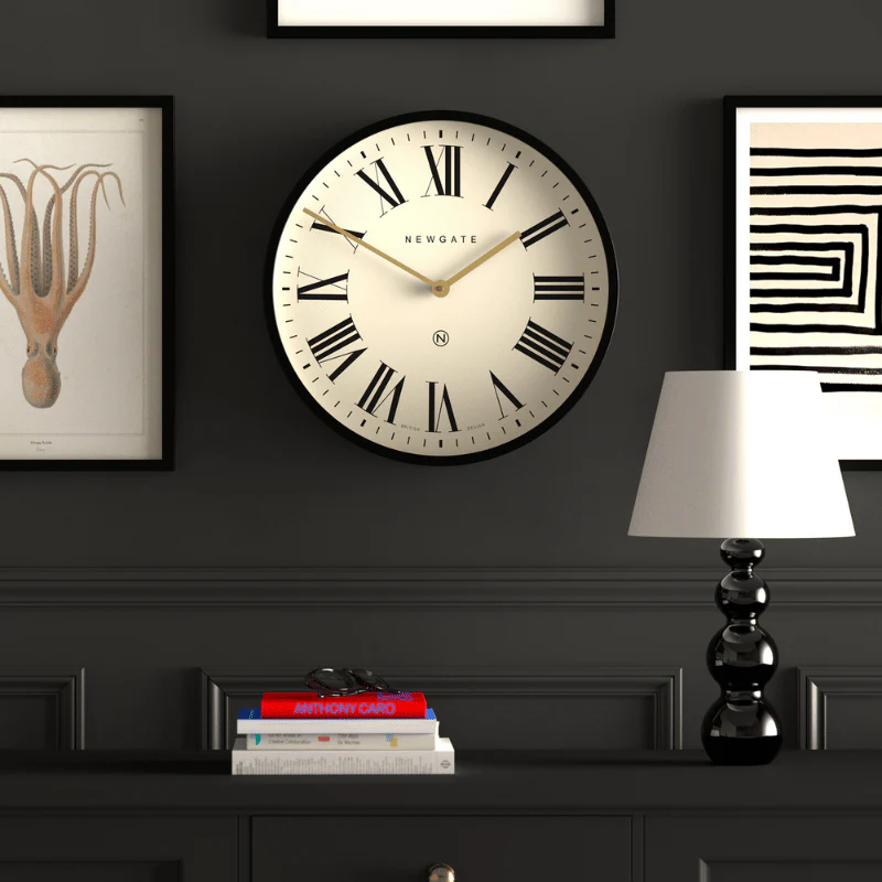 Newgate Universal Roman wall clock in black - Image 5