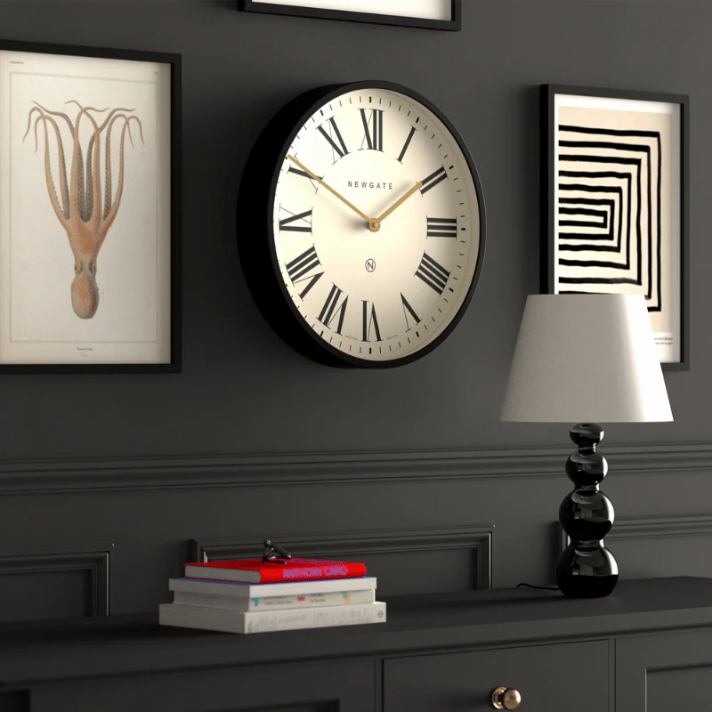 Newgate Universal Roman wall clock in black - Image 6