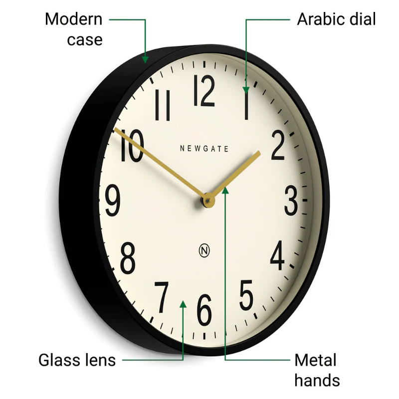 Newgate Universal Arabic wall clock in black - Image 3