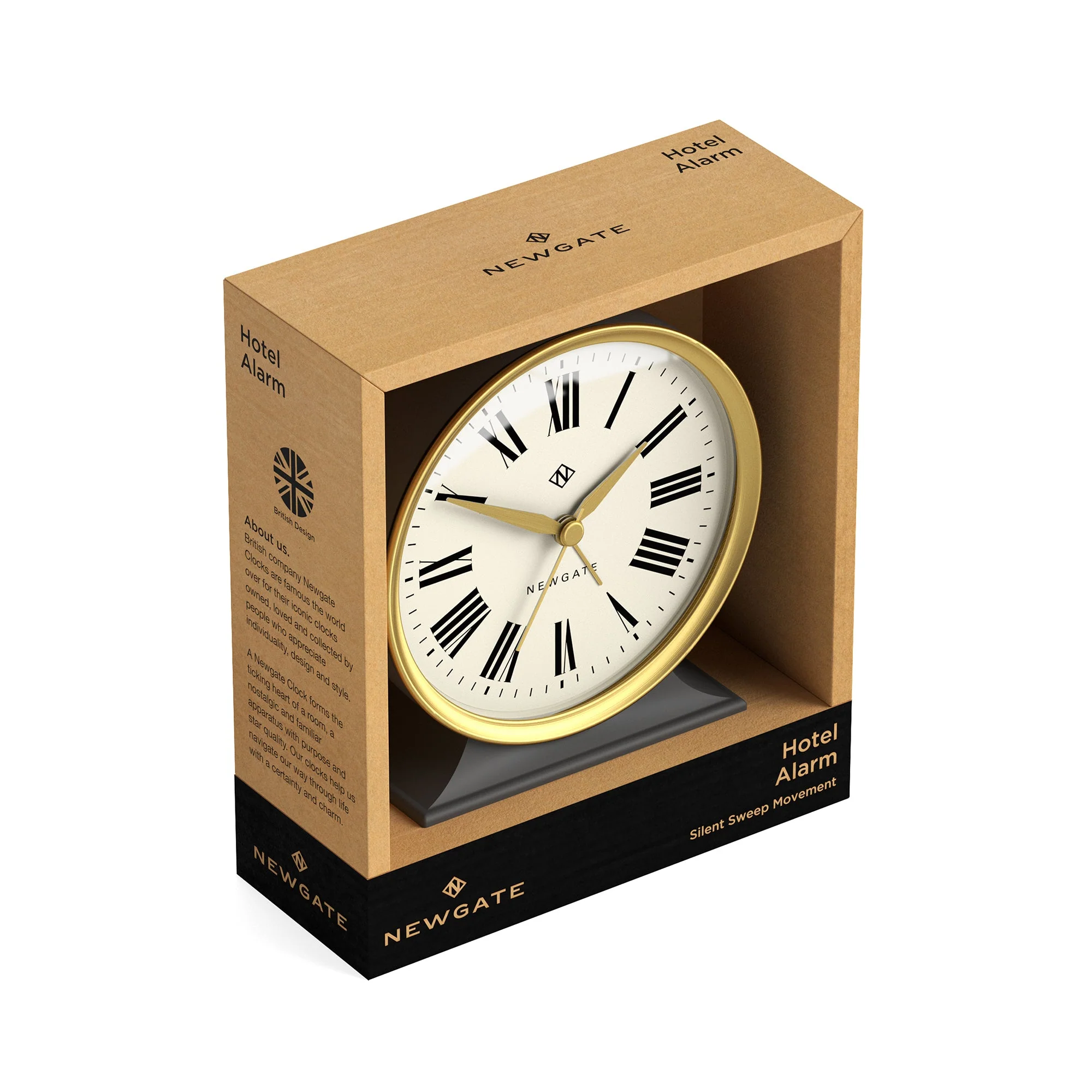 Newgate Hotel Alarm Clock in Dark Grey and Brass - Image 5